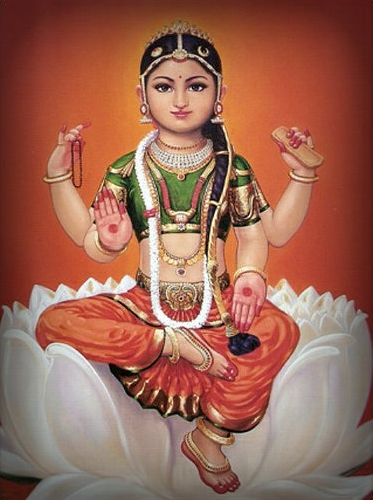 Bala Tripurasundari, Kumarika ('the virgin goddess') or simply Bala ('child') is the youthful aspect of the Hindu goddess